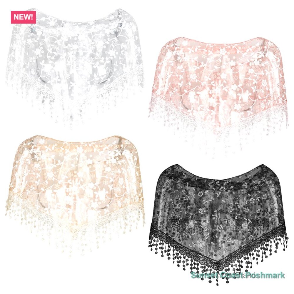 Triangle Lace Mantilla Veil Bridal Church Veil with Tassel